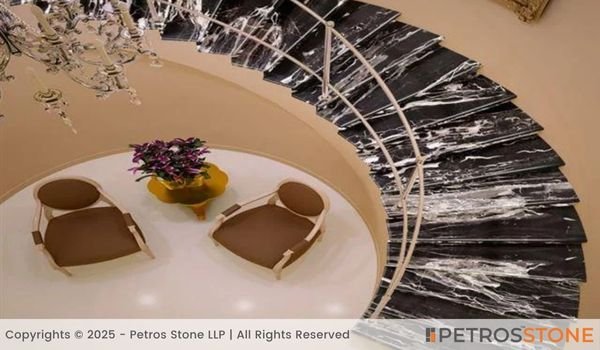 Black Portoro Waves Marble Stairs