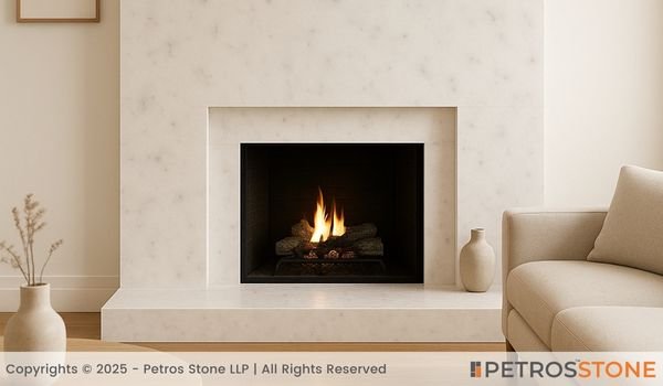 Bliss White Marble Fire Surround and Wall Cladding