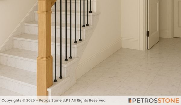 Bliss White Marble Flooring and Stairs