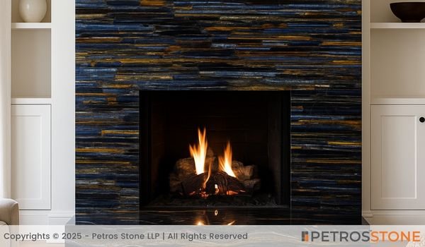 Blue Tiger Eye Marble Fire Surround