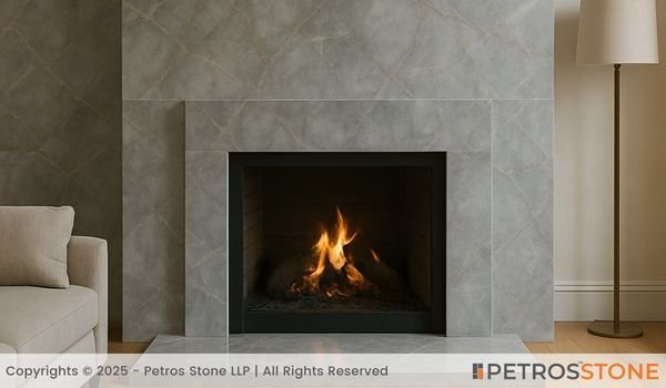Burberry Grey Marble Wall Cladding and Fire Surround