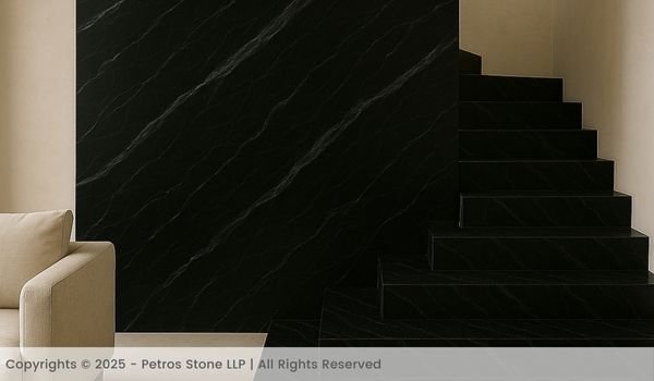 Indian Black Marble Wall Cladding and Stairs