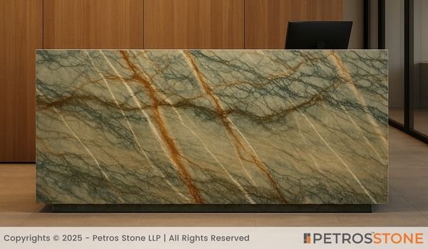 Indigo Green Marble Reception Desk