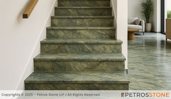Indigo Green Marble Stairs and Flooring
