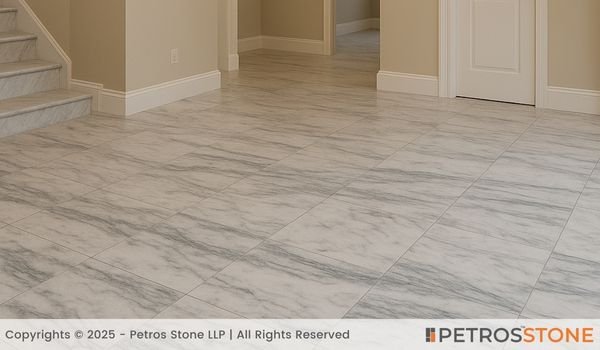 Mountain White Marble Flooring and Stairs