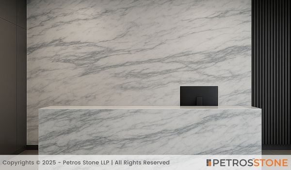 Mountain White Marble Office Reception desks and feature walls