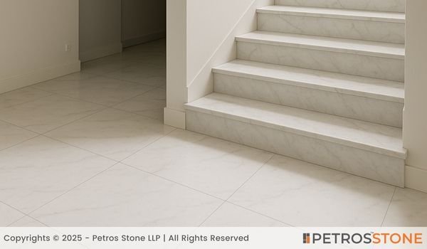 Petros® White Marble Flooring and Stairs