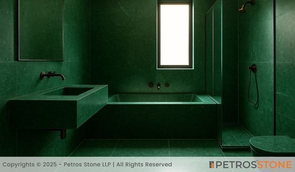 Plain Green Marble Bathroom