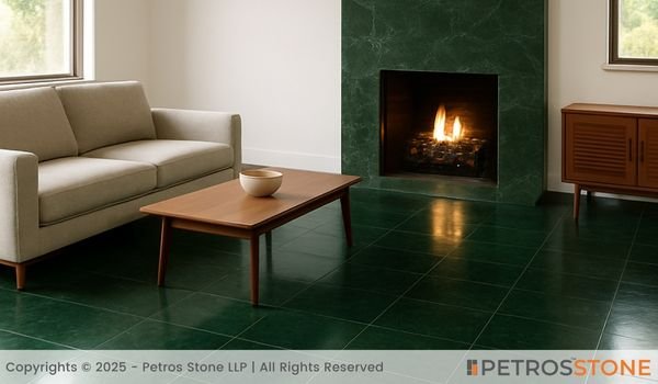 Plain Green Marble Flooring & Fire Surrounding