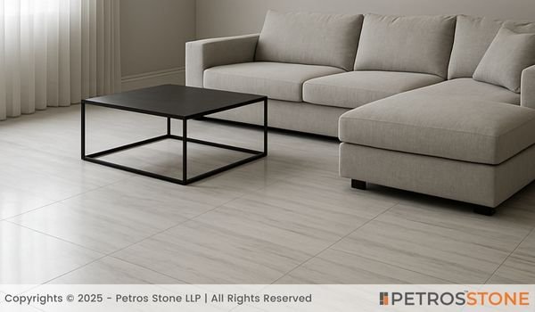 Striated White Marble Flooring