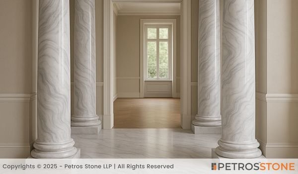 Wave Makrana Marble Pillars and Flooring