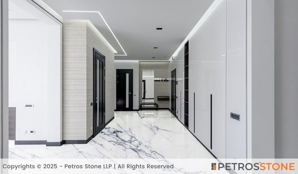 White Indian Statuario Marble Flooring