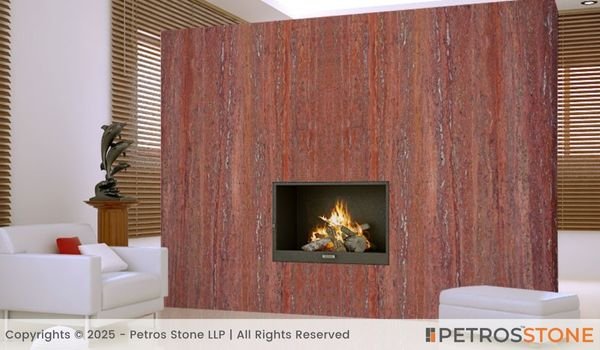 Red Travertine Marble Fire Surround