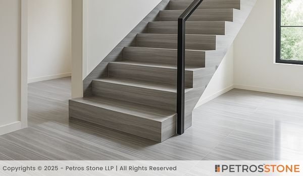 Silver Serpeggiante Marble Stairs and Flooring