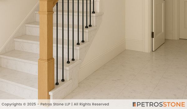 Bliss White Marble Flooring and Stairs