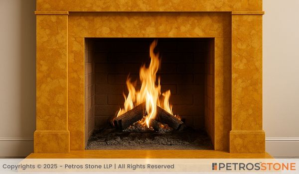 Flowery Gold Marble Fire Surround