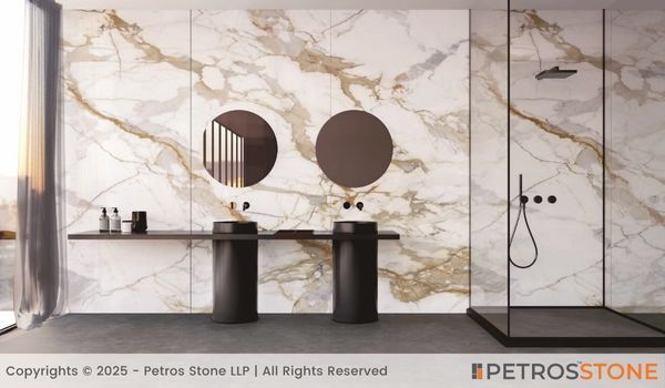Golden Calacatta Marble Bathroom