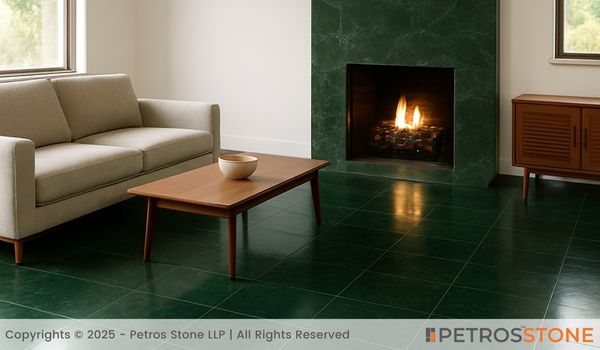 Plain Green Marble Flooring & Fire Surrounding