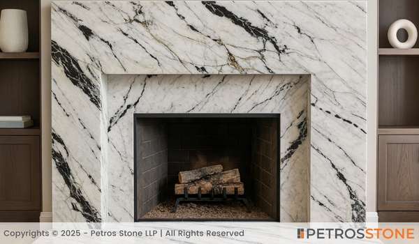Indian Calacatta Panda Fireplace surround