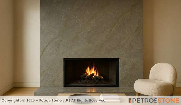 Spyder Grey Marble Fireplace surround