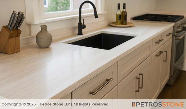 White Wood Marble Countertop