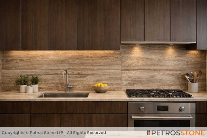 Beige Titanium Travertine Kitchen