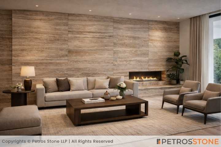 Beige Titanium Travertine Living Room