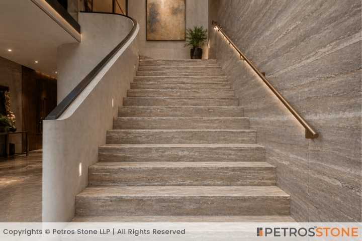 Beige Titanium Travertine Staircase