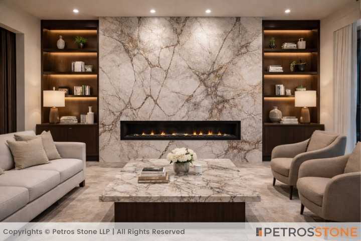 Bianco Antico Marble Living Room