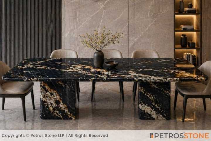 Black Titanium Marble Dining Area