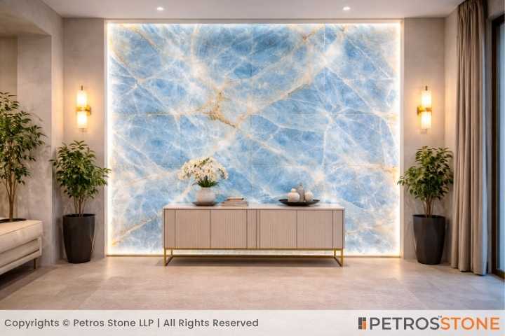 Blue Onyx Marble Feature Wall