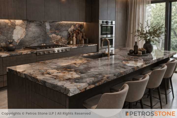 Bold Grey Patagonia Quartzite Kitchen