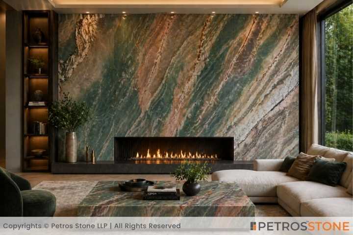 Botanic Bordeaux Quartzite Living Room
