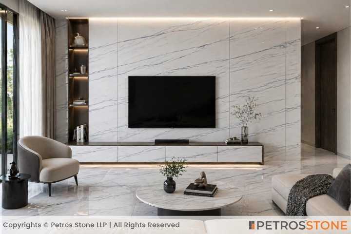 Calacatta Aurelia Marble Living Room