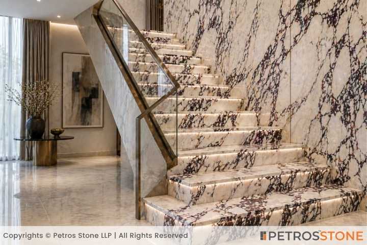 Calacatta Viola Marble Staircase
