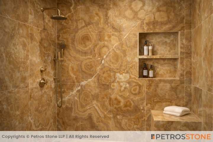 Caramel Onyx Marble Bathroom