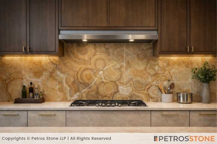 Caramel Onyx Marble Kitchen