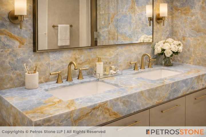 Cielo Del Sahara Giallo Onyx Marble Bathroom