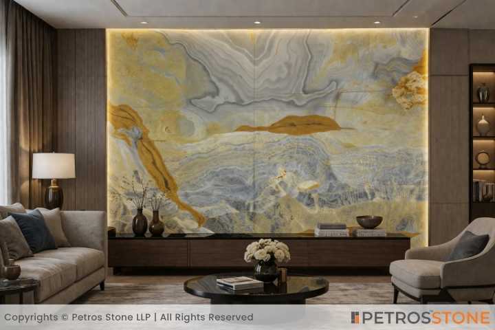Cielo Del Sahara Giallo Onyx Marble Hall Room