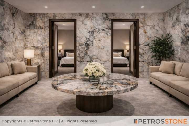 Crystal White Patagonia Quartzite Hallway