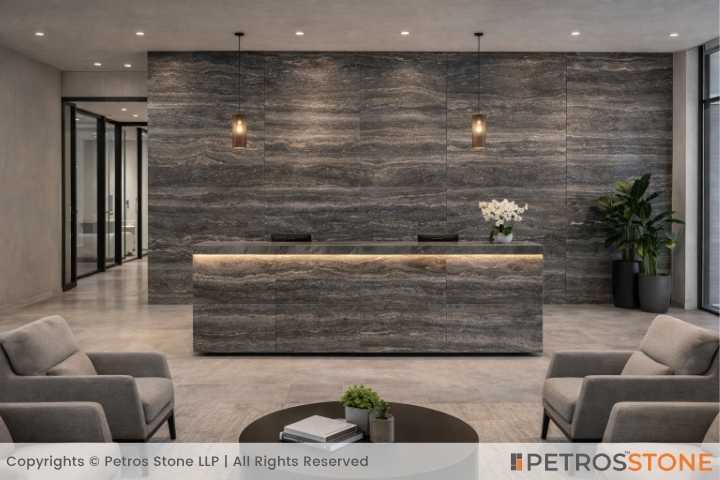 Dark Silver Travertine Reception