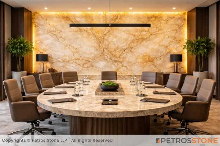 Gold Onyx Marble Conference Room