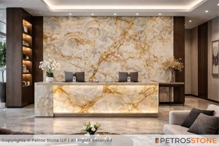 Golden Claude Onyx Marble Reception