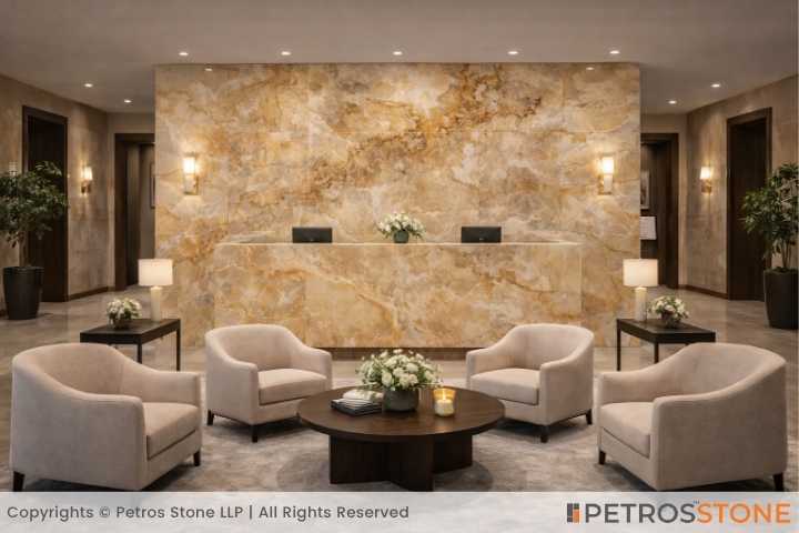 Golden Cloud Onyx Marble Reception
