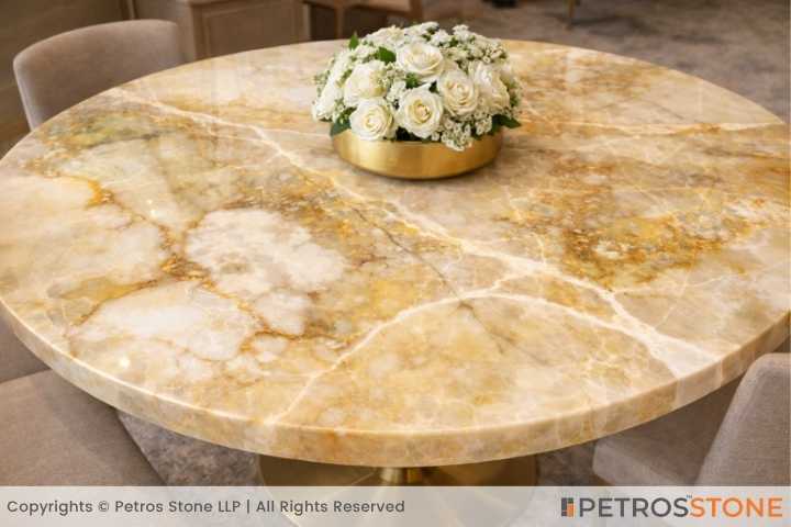 Golden Cloud Onyx Marble Table