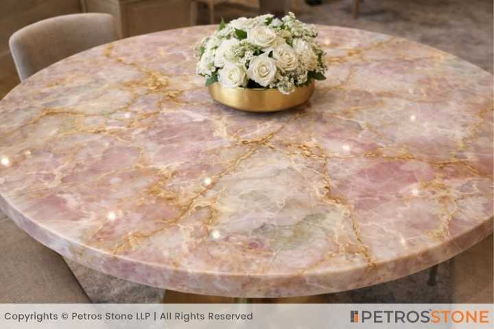 Golden Pink Onyx Marble Table Top