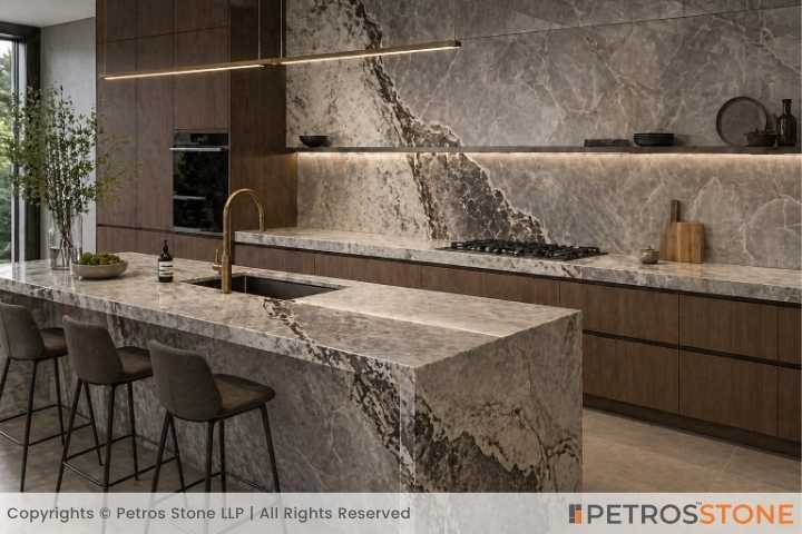 Grey Patagonia Quartzite Kitchen