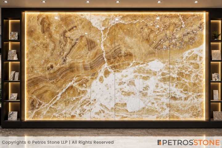 Honey Onyx Marble Featured Wall