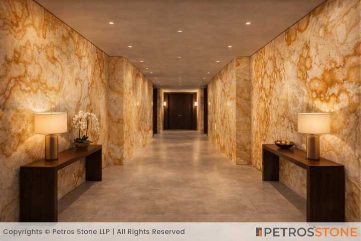 Honey White Onyx Marble Corridor