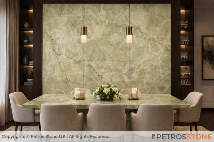 Lime Green Onyx Marble Dining Room